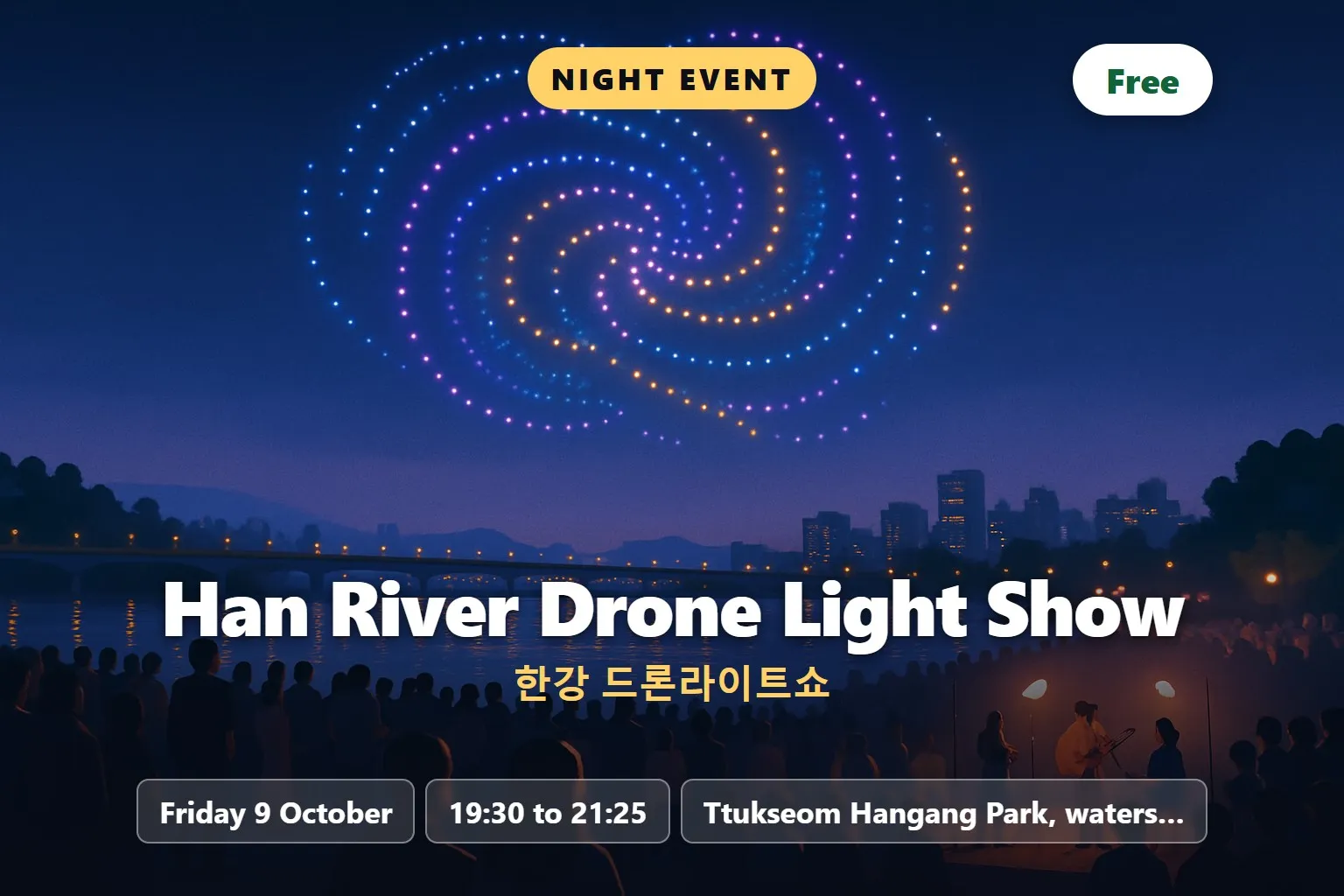 Han River Drone Light Show: Friday 9 October 2026 (한강 드론라이트쇼)